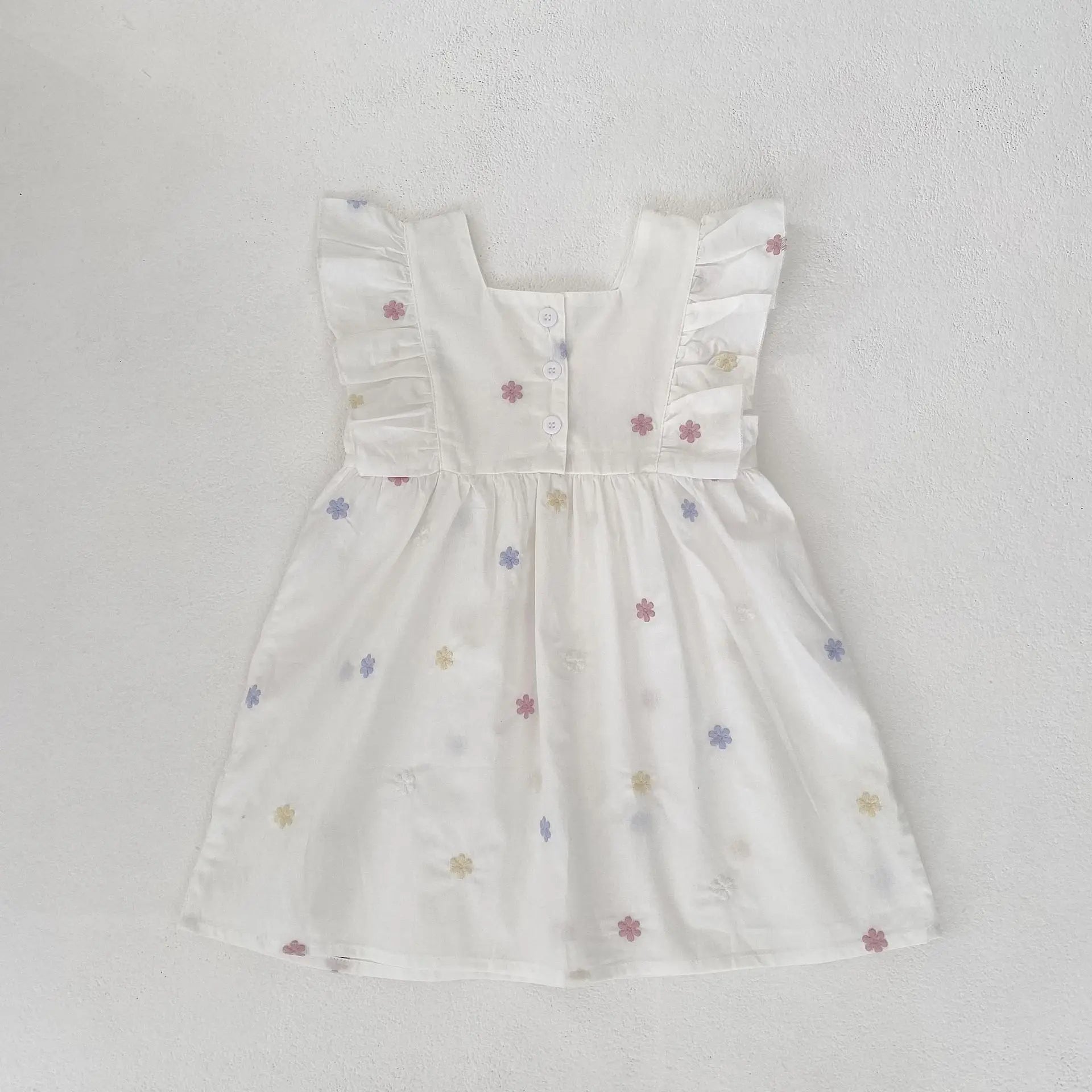 Summer New Little Girls Toddler Princess Dresses 1-6Yrs Girls Fashion Embroidered Flower Dress Kids Flying Sleeves Party Clothes