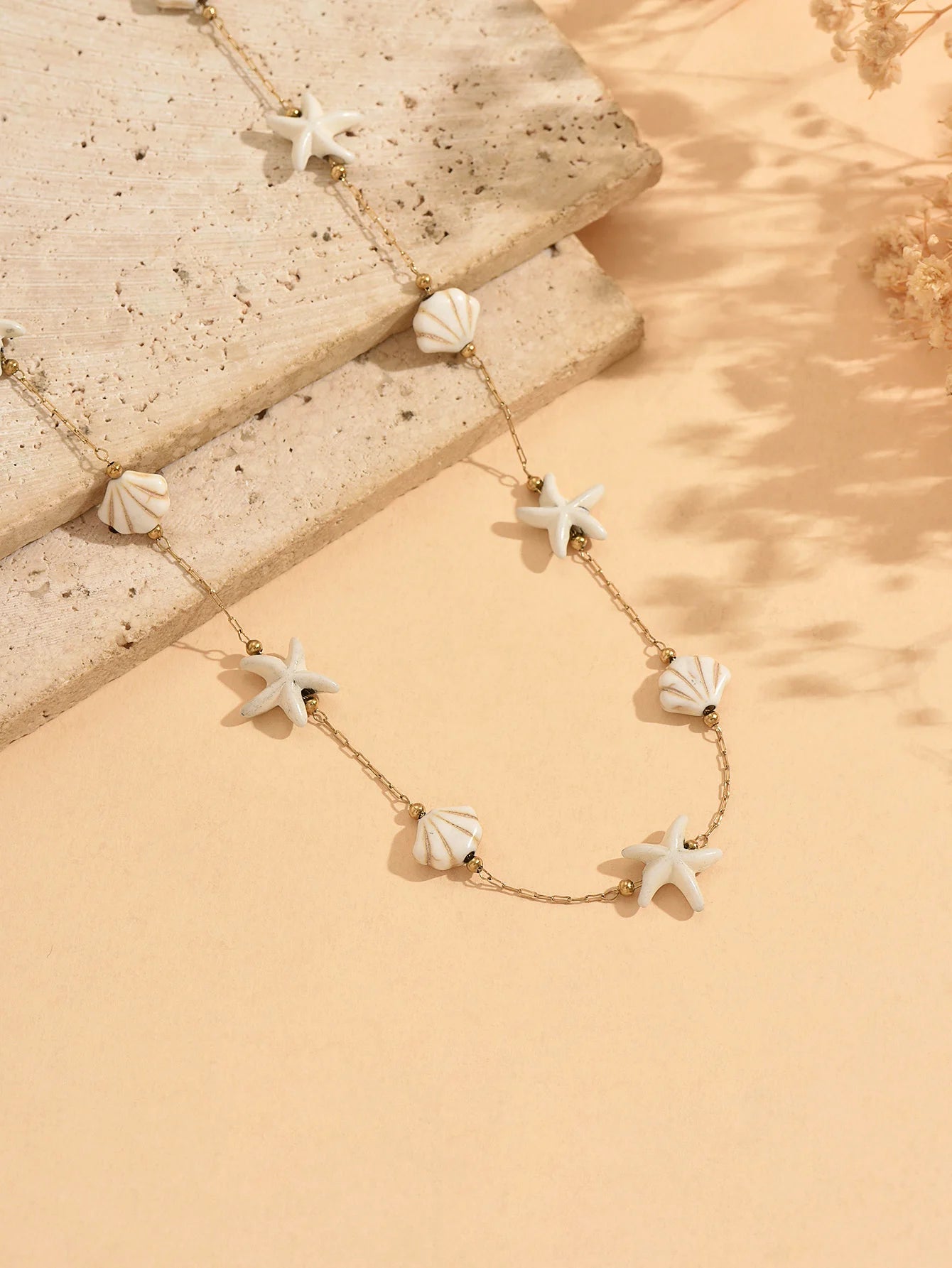 Stainless Steel Starfish Shell Choker Necklace Boho Beach Summer Vacation Jewelry for Women Daily Casual Wear