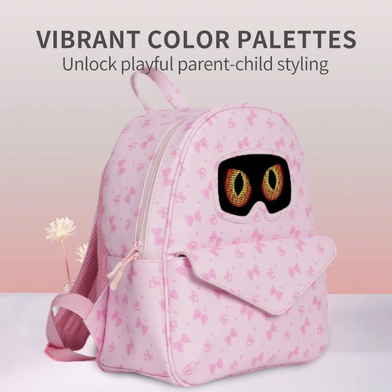 LOY LED Screen Cute Eyes Baby Kindergarten School Bag App Control Display Backpack Stain Resistant Children Kids Knapsack