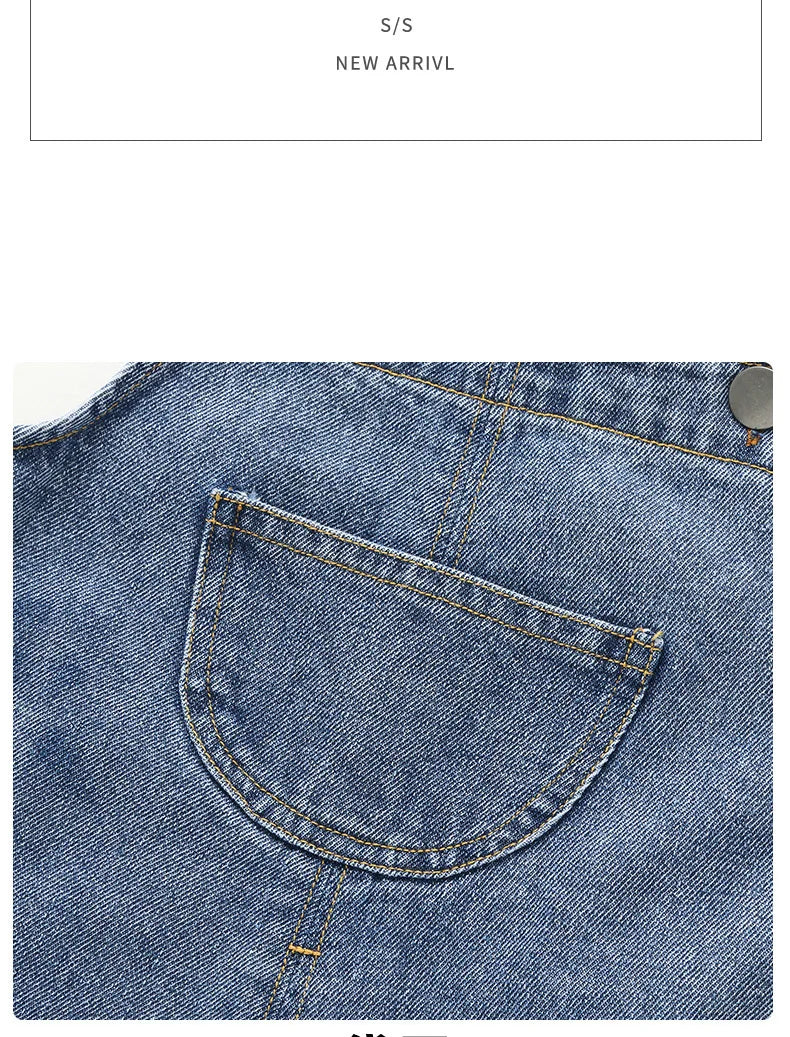 Summer Children Denim Short Baby Boys Girls Overalls Cool Roll Hem Design Kids Jumpsuits