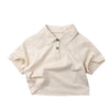 Korean Style Unisex Kids Cotton Polo T-shirt Breathable Short Sleeve Tee for Boys & Girls Summer Casual Top for 2-8 Years