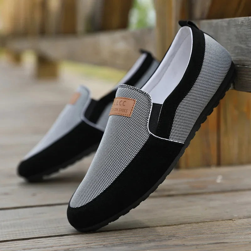 Shoes for Men Casual Slip on Loafers Plus Size Breathable Canvas Driving Shoes Office Walking Flats Non Slip 2024