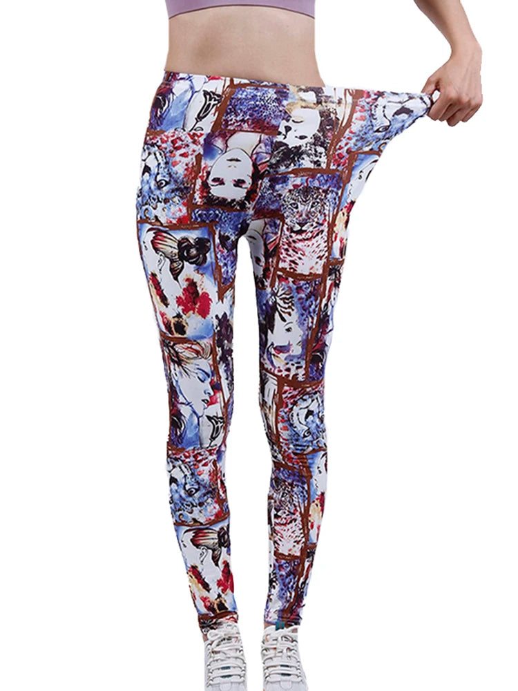 CUHAKCI Fashion Women Leggings Beautiful Leaf Floral Printing High Waist Jeggings Stretch Pant Sexy Hot Sale Clothing Mujer