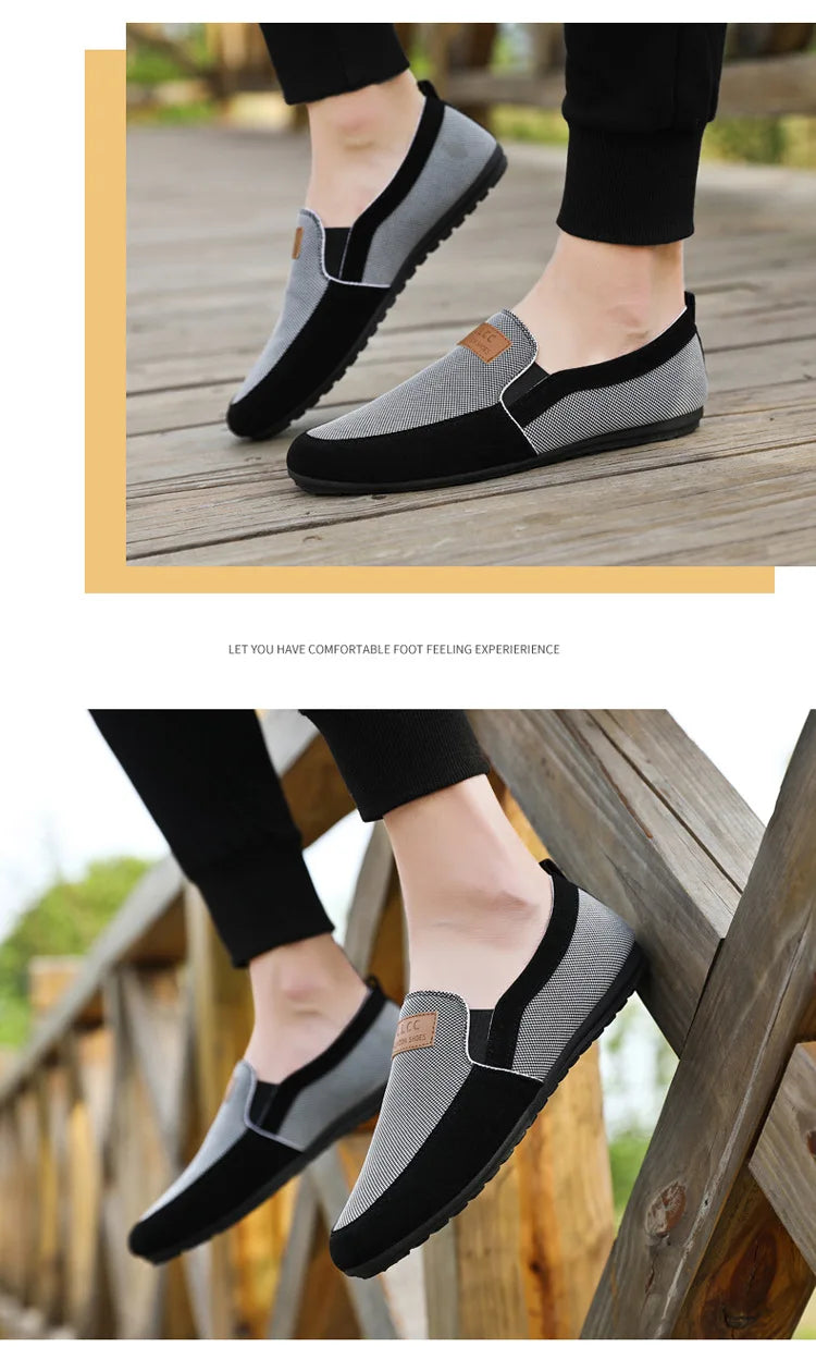 Shoes for Men Casual Slip on Loafers Plus Size Breathable Canvas Driving Shoes Office Walking Flats Non Slip 2024