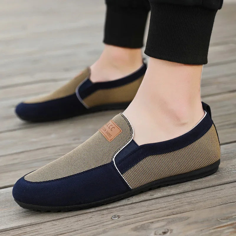 Shoes for Men Casual Slip on Loafers Plus Size Breathable Canvas Driving Shoes Office Walking Flats Non Slip 2024