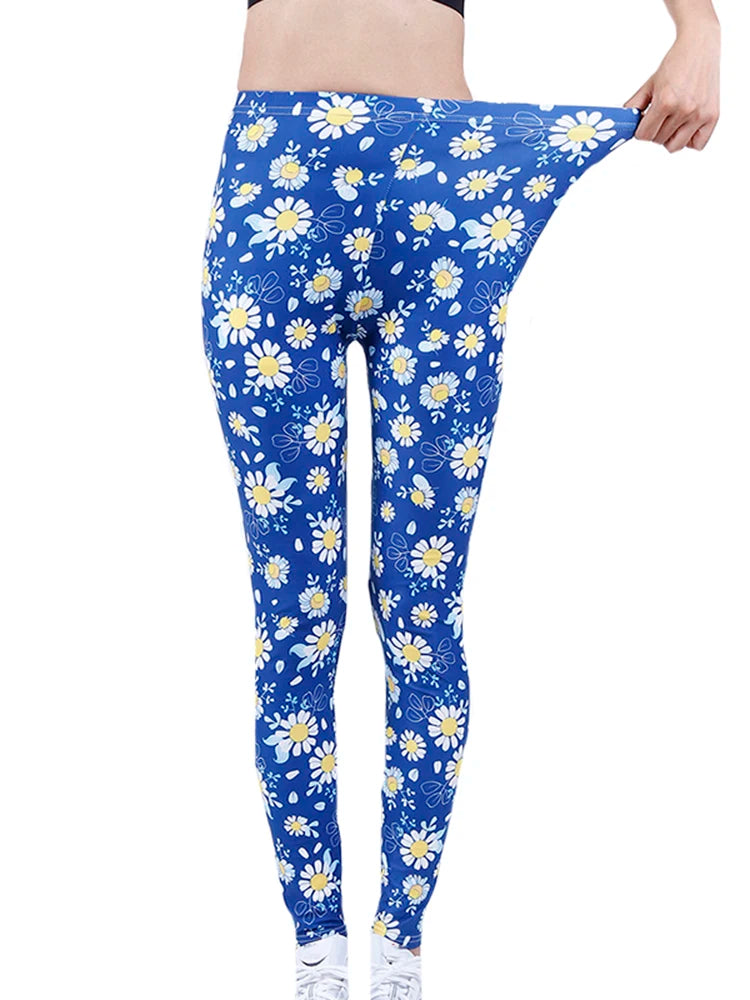 CUHAKCI Fashion Women Leggings Beautiful Leaf Floral Printing High Waist Jeggings Stretch Pant Sexy Hot Sale Clothing Mujer