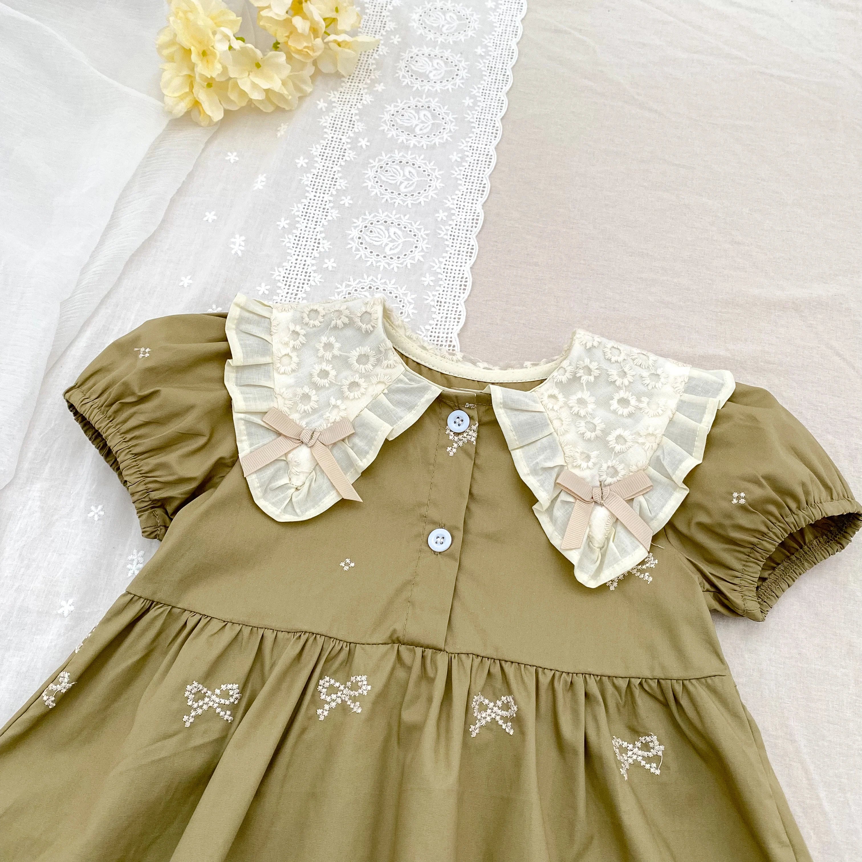 Summer New Little Girls Toddler Princess Dresses 1-6Yrs Girls Fashion Embroidered Flower Dress Kids Flying Sleeves Party Clothes