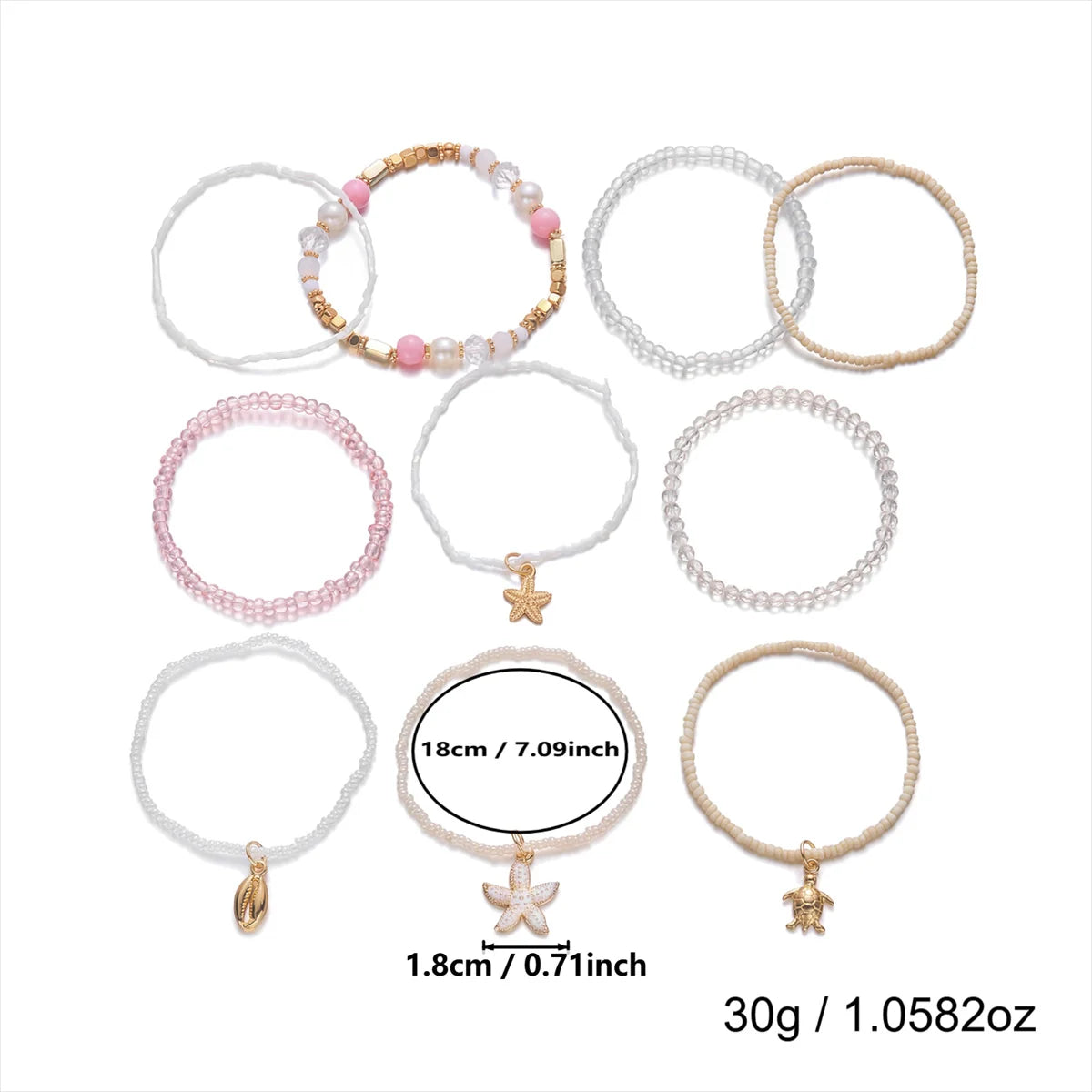 Fashion Multilayer Stacked Bracelets Set for Women Bohemian Shell Starfish Beaded Bracelets Summer Beach Party Jewelry Gift